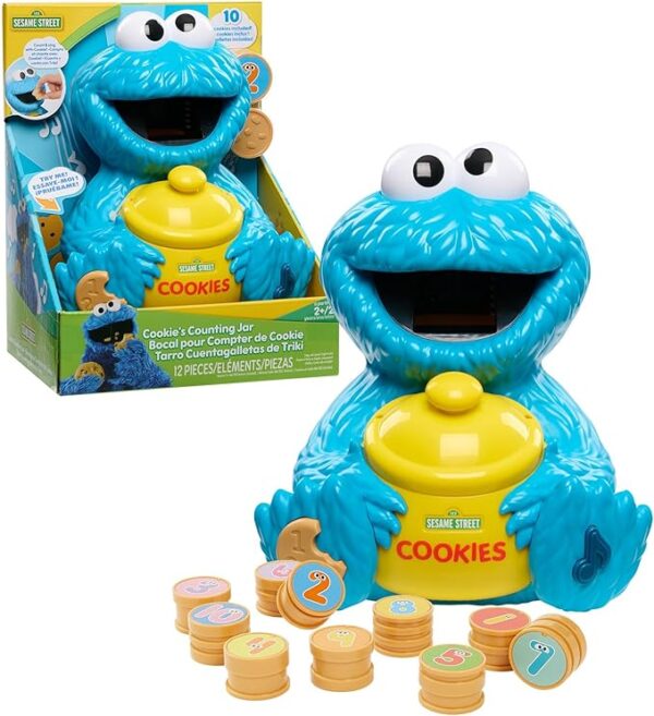Just Play Sesame Street Cookie's Counting Jar, 12-Pieces, 20+ Phrases and Sounds, Learning and Education