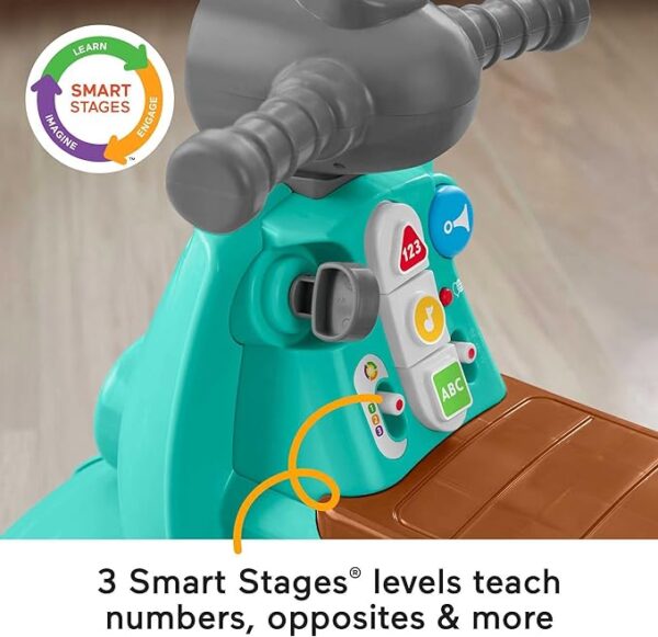 Fisher-Price Laugh & Learn Toddler Ride-On Toy, Smart Stages Cruise Along Scooter with Lights Music