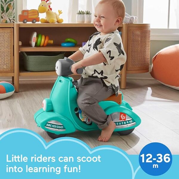 Fisher-Price Laugh & Learn Toddler Ride-On Toy, Smart Stages Cruise Along Scooter with Lights Music